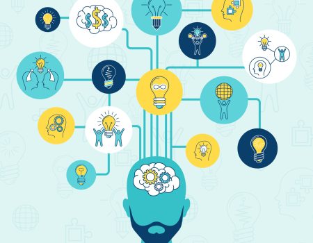 Idea creative innovation thinking infographics set with human silhouette light bulbs vector illustration